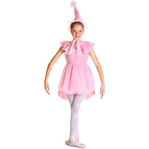 Kid’s Munchkin Ballerina Costume Dress with Tulle Skirt & Pink Elf Hat for Halloween & Dress-Up Parties
