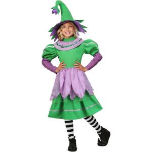 Kids Munchkin Girl Costume – Dress with Petal Apron and Flower Hat(Bundle W/ Tights)