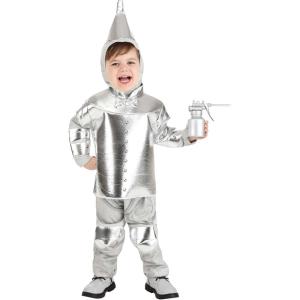 Toddler Wizard of Oz Tin Man Costume, Silver Metallic Tin Man Outfit Suit for Movie-Inspired Cosplay & Halloween