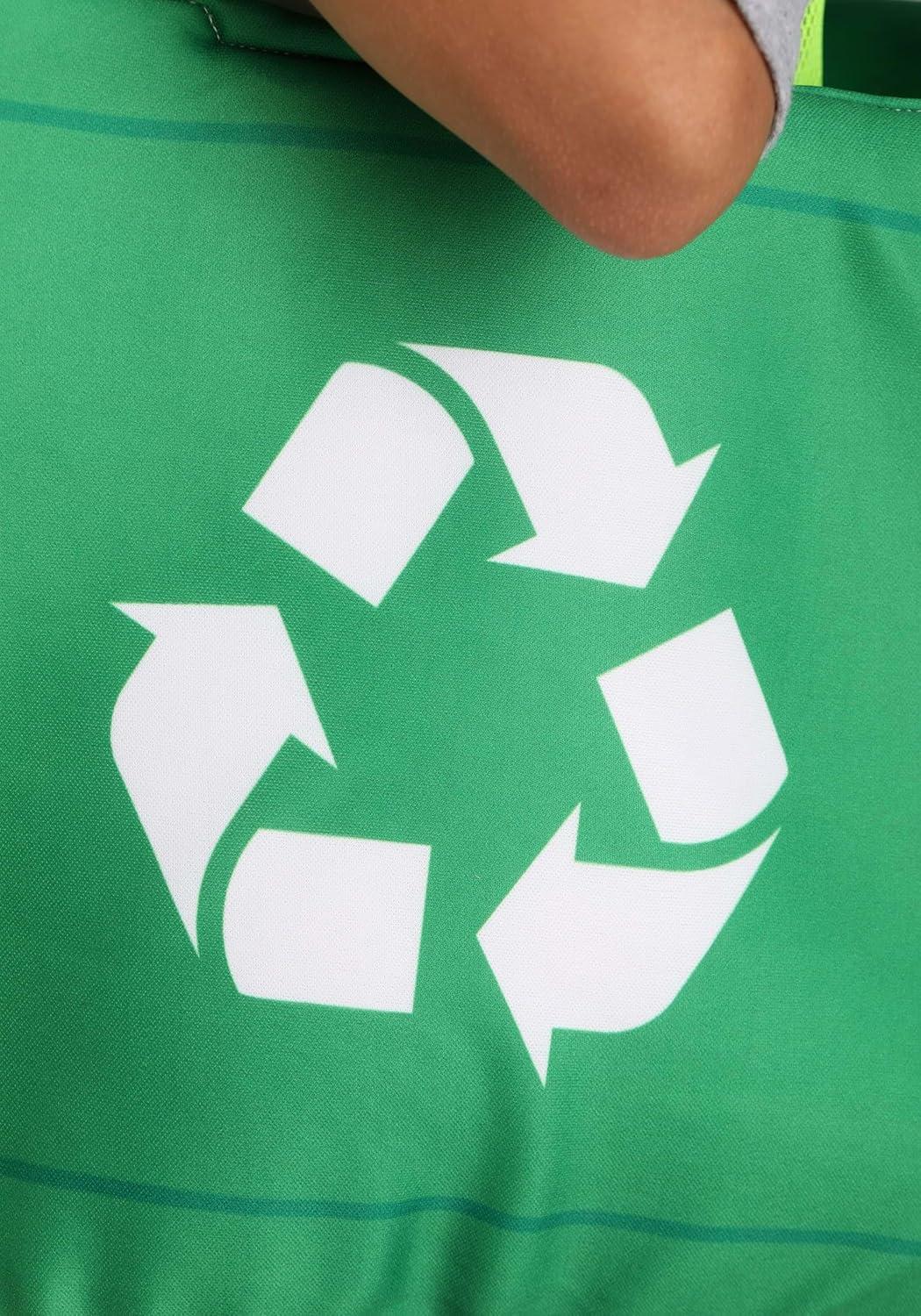 image:imageKids Garbage Truck Costume Outfit Includes Yellow Vest Soft RideIn Vehicle And Hat With Recycling Symbol