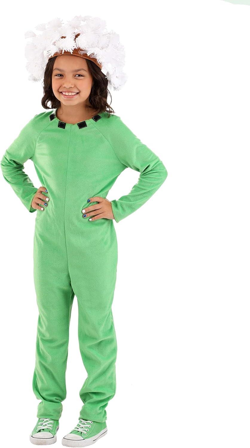 image:imageKids Puffball Dandelion Halloween Costume Cute Green Flower Plant Jumpsuit with Headpiece