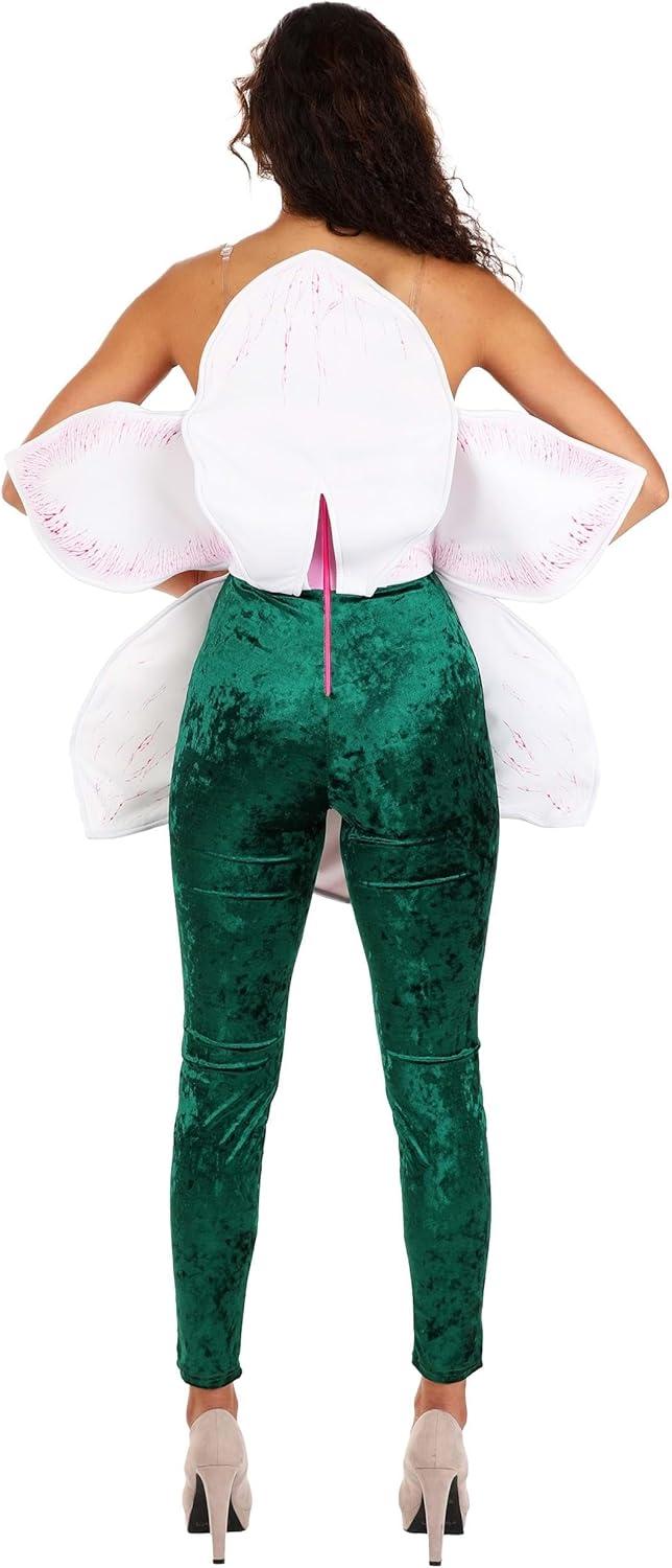 image:imageWomens Orchid Flower Costume with Stretch Satin Jumpsuit and Petal Wings for Halloween and Themed Events