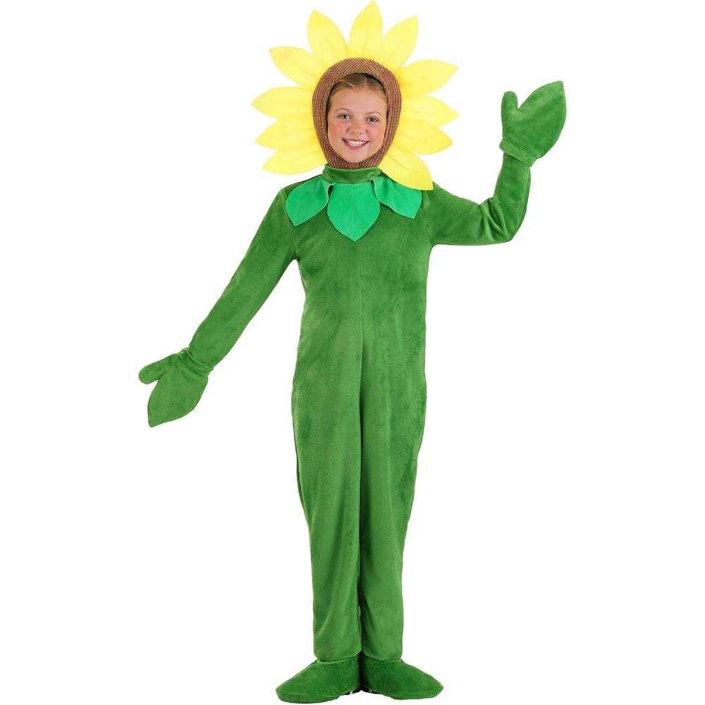 image:imageKids Flower Costume with Jumpsuit Headpiece amp Gloves  Child Summer Plant Outfit for Halloween Plays or Play Pretend
