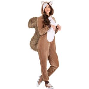 Fun Costumes Women’s Scampering Squirrel Adult Costume with Hood, Giant Tail, & Jumpsuit