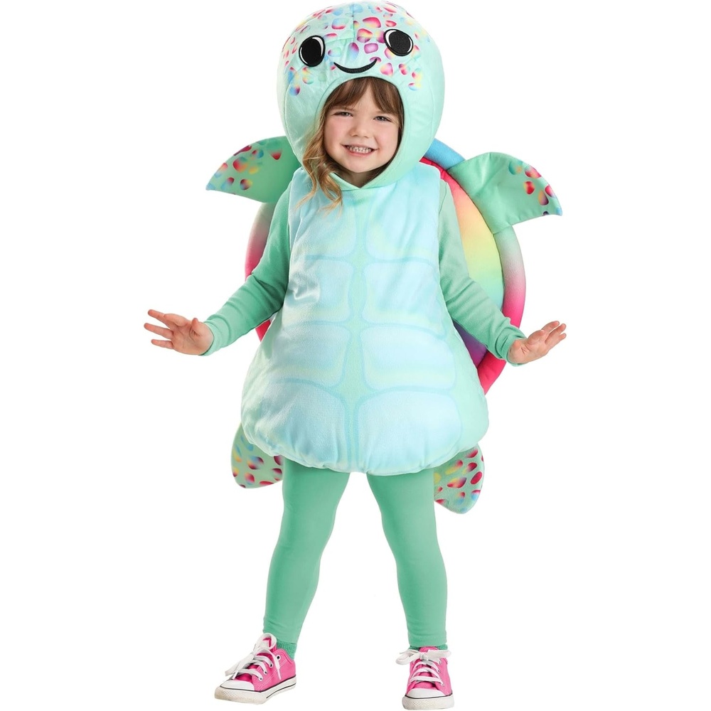 image:imageToddler Rainbow Turtle Costume with Hooded Jumpsuit and Plush Shell for Halloween Dress Up and Playtime Fun