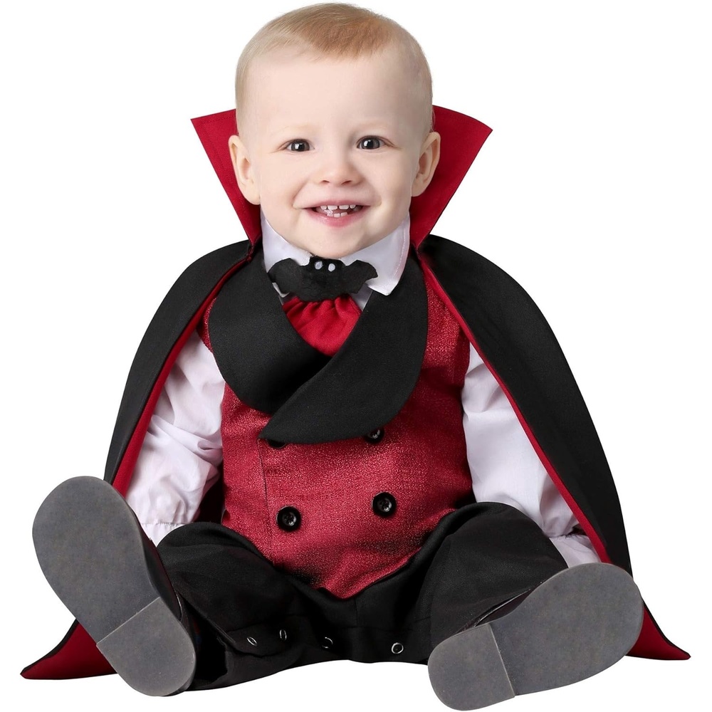 image:imageInfant Count Dracula Vampire Costume Creature Of The Night Baby Outfit With Shirt And Attached Vest And Tie Pants And Cape