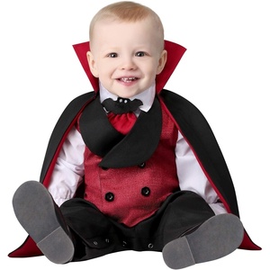 Infant Count Dracula Vampire Costume, Creature Of The Night Baby Outfit With Shirt And Attached Vest And Tie, Pants, And Cape