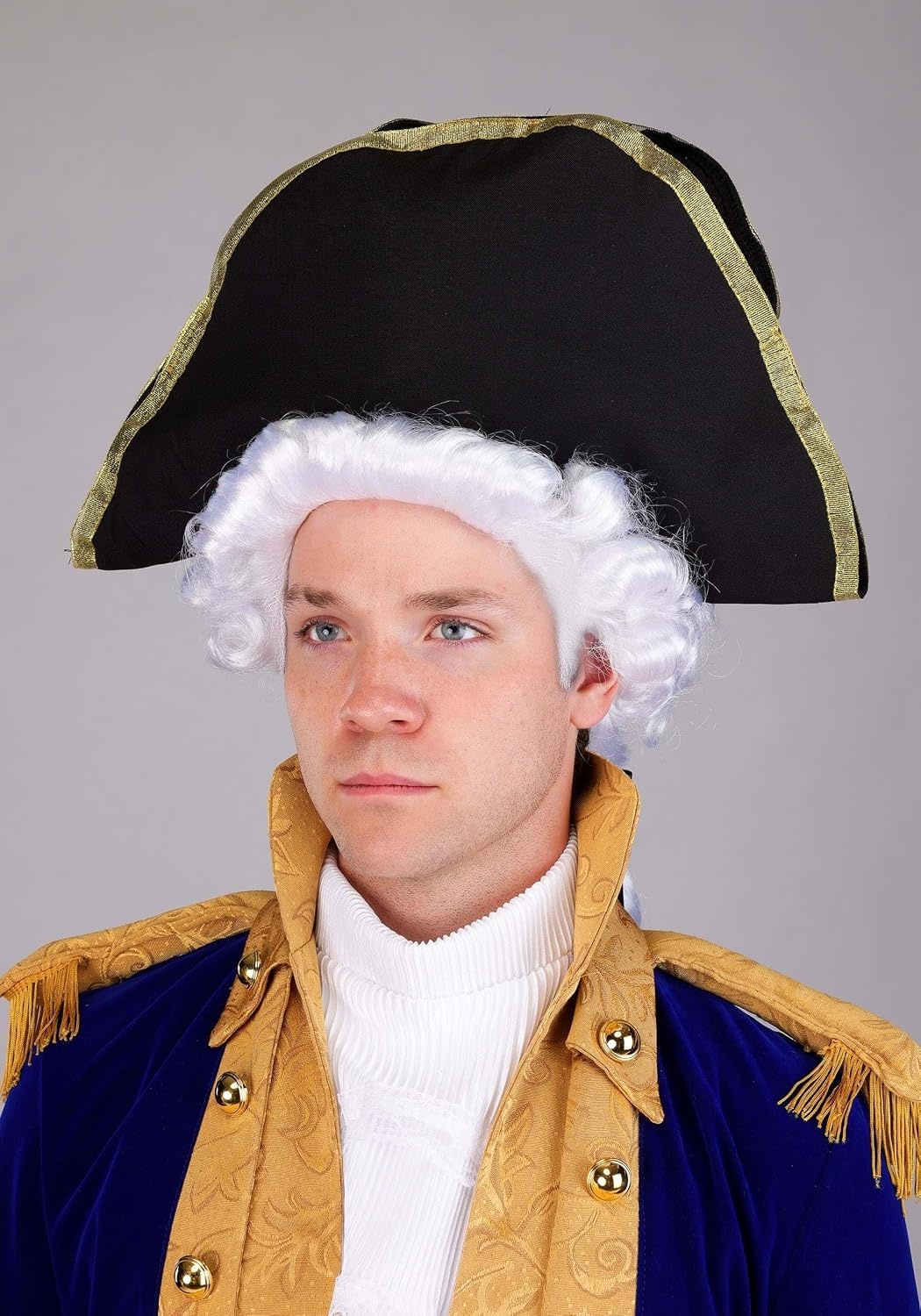 image:imageGeorge Washington Colonial Costume for Men Blue Velvet Jacket Vest Pants Hat Ascot Boot TopsCostume
