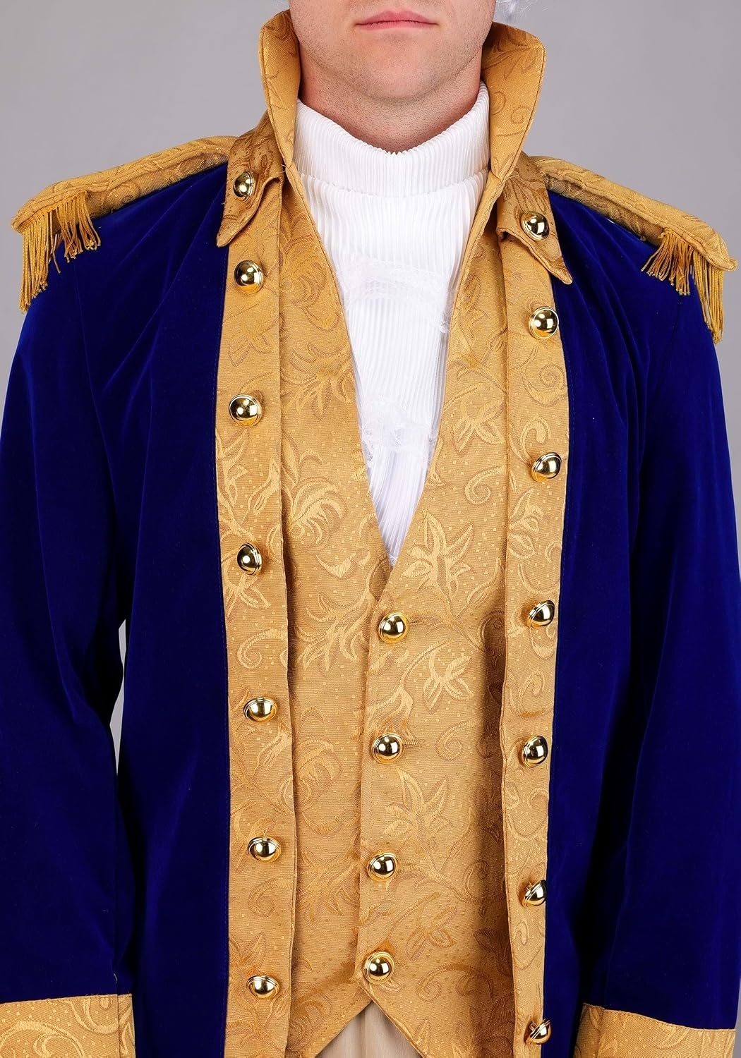 image:imageGeorge Washington Colonial Costume for Men Blue Velvet Jacket Vest Pants Hat Ascot Boot TopsCostume