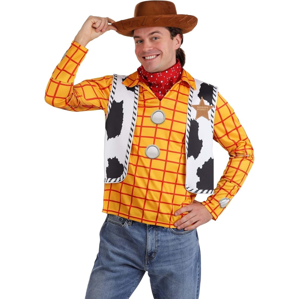 image:imageAdult Pixar Toy Story Woody Costume Accessory Kit Includes Shirt Vest Hat and Bandana for Cowboy Outfit