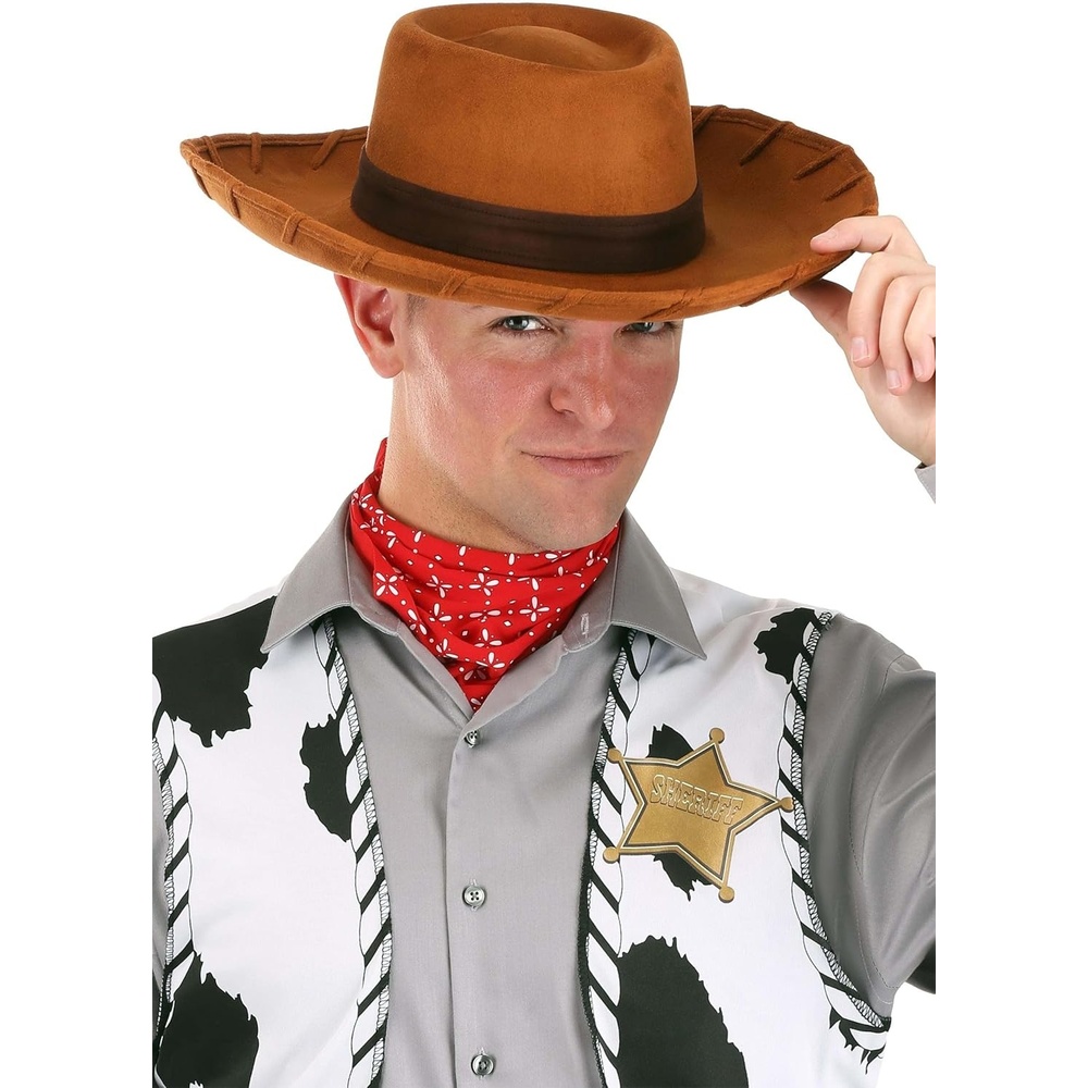 image:imageDisney Deluxe Woody Cowboy Hat for Adults Brown Suede Hat with Adjustable Band Officially Licensed