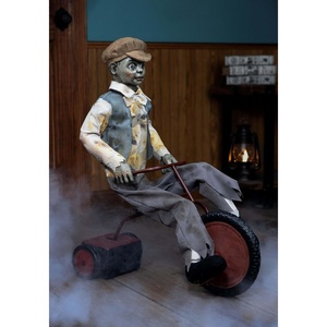 Fun Costumes 2.5FT Wheels McGee Tricycle Doll Animatronic | Creepy Moving Doll Halloween Decoration with Glowing Eyes, Music
