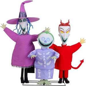 Gemmy 4FT Lock, Shock and Barrel Nightmare Before Christmas Animatronic | Trick or Treat Trio Moving, Singing Decoration
