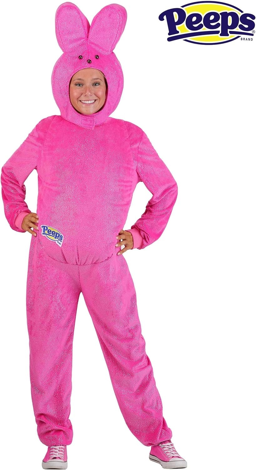 image:imageEaster Pink Bunny Peeps Costume for Adults Glittery Jumpsuit amp Plush Headpiece Officially Licensed
