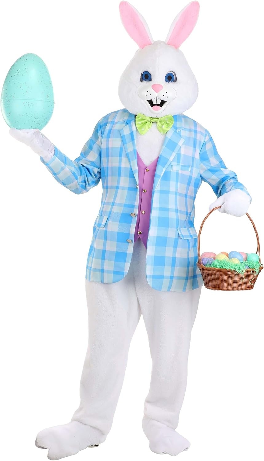 image:imageFun Costumes Deluxe Easter Bunny Mascot Costume for Adults Includes Bodysuit Headpiece Gloves Foot Covers and Bow Tie
