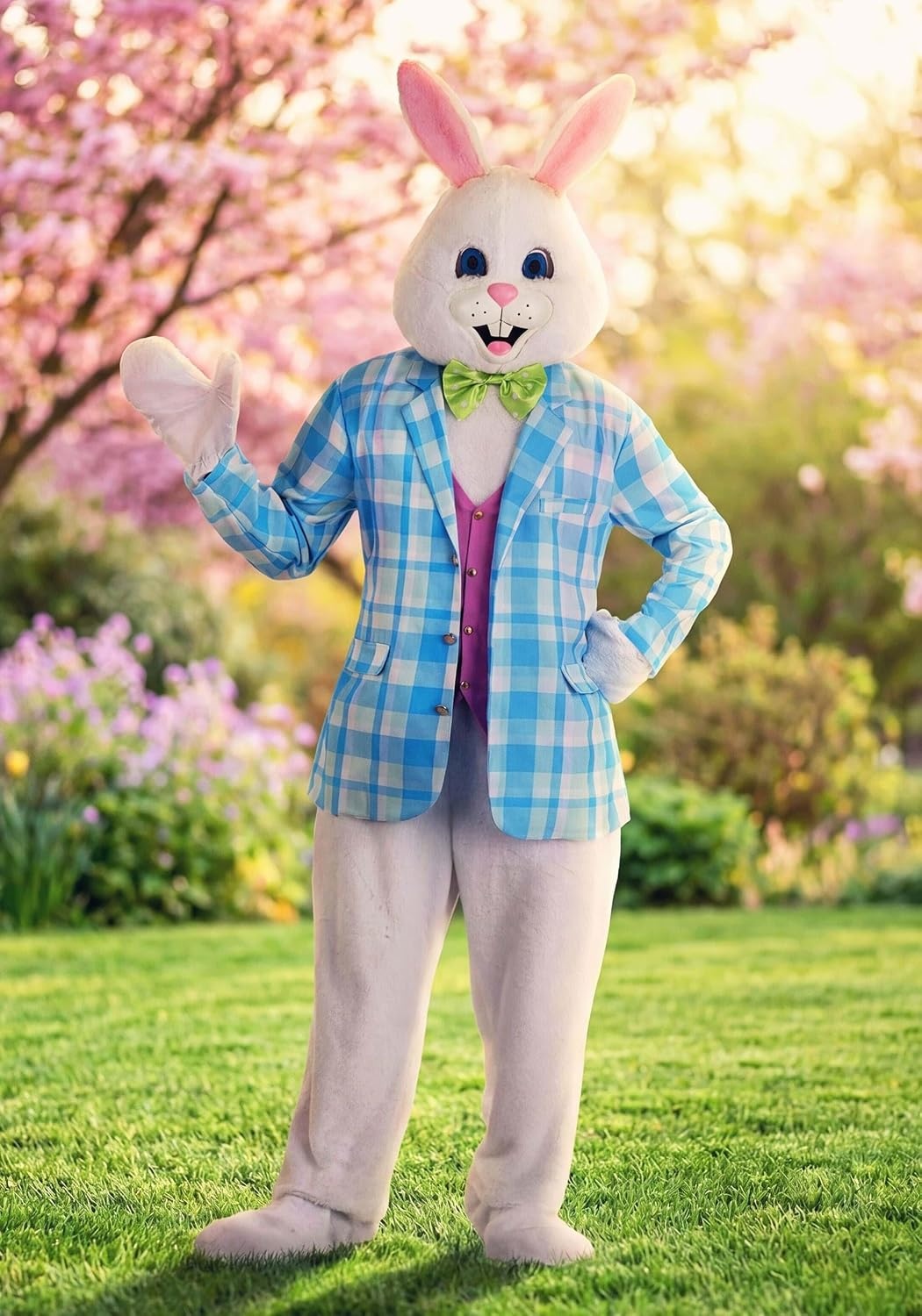 image:imageFun Costumes Deluxe Easter Bunny Mascot Costume for Adults Includes Bodysuit Headpiece Gloves Foot Covers and Bow Tie