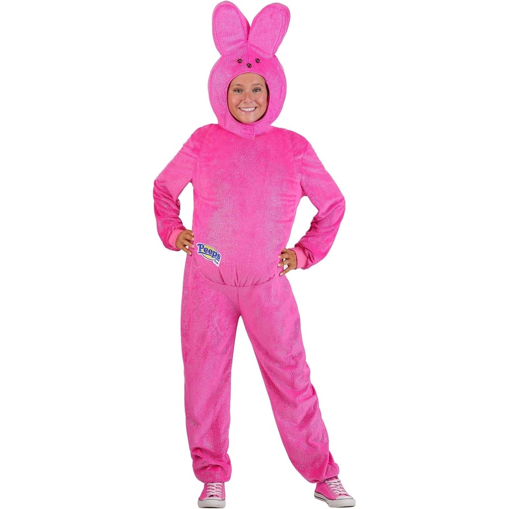 image:imageEaster Pink Bunny Peeps Costume for Adults Glittery Jumpsuit amp Plush Headpiece Officially Licensed