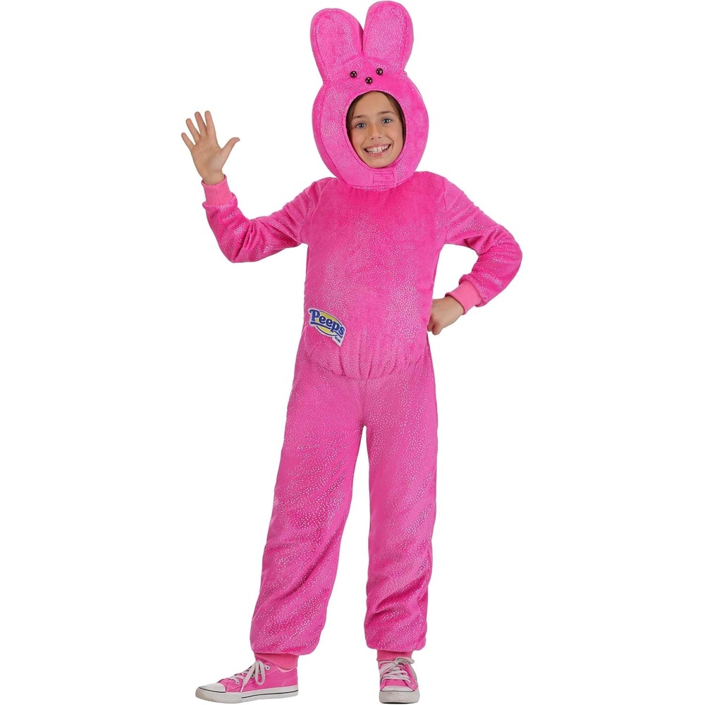 image:imageEaster Pink Bunny Peeps Costume for Kids Glittery Jumpsuit amp Plush Headpiece Officially Licensed