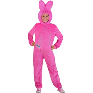 Easter Pink Bunny Peeps Costume for Adults – Glittery Jumpsuit & Plush Headpiece – Officially Licensed