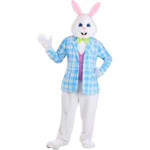 Fun Costumes Deluxe Easter Bunny Mascot Costume for Adults – Includes Bodysuit, Headpiece, Gloves, Foot Covers, and Bow Tie