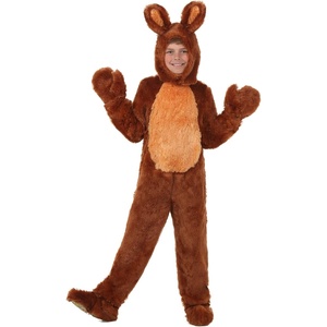 Fuzzy Child Brown Bunny Costume with Hood, Mitts, and Shoe Covers – Adorable Bunny Suit for Little Hoppers