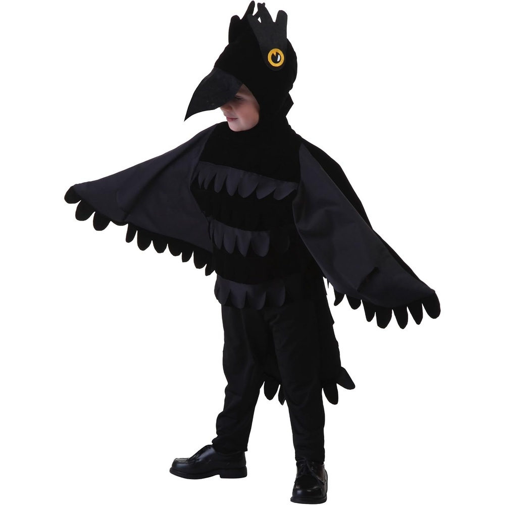 image:imageBlack Crow Costume for Toddlers Velvet Tunic with Wing Sleeves amp Headpiece