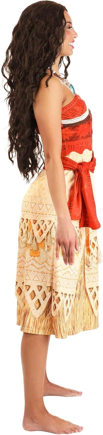 image:imageWomens Deluxe Moana Costume Officially Licensed Disney Princess Dress with Back Zipper and Orange Waist Sash