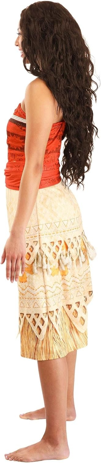 image:imageWomens Deluxe Moana Costume Officially Licensed Disney Princess Dress with Back Zipper and Orange Waist Sash