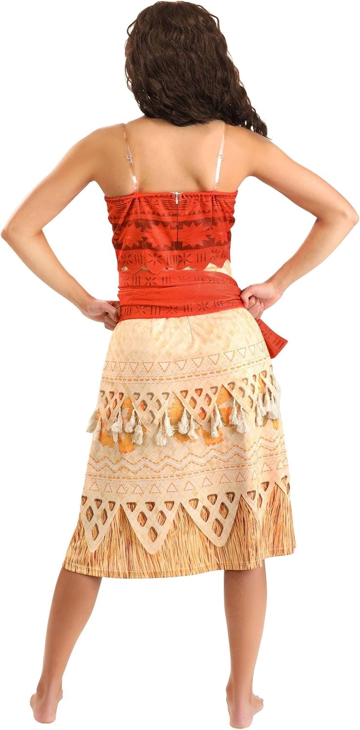 image:imageWomens Deluxe Moana Costume Officially Licensed Disney Princess Dress with Back Zipper and Orange Waist Sash