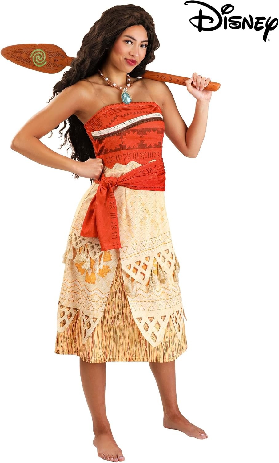 image:imageWomens Deluxe Moana Costume Officially Licensed Disney Princess Dress with Back Zipper and Orange Waist Sash