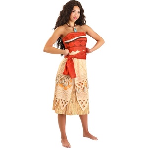 Women’s Deluxe Moana Costume | Officially Licensed Disney Princess Dress with Back Zipper and Orange Waist Sash