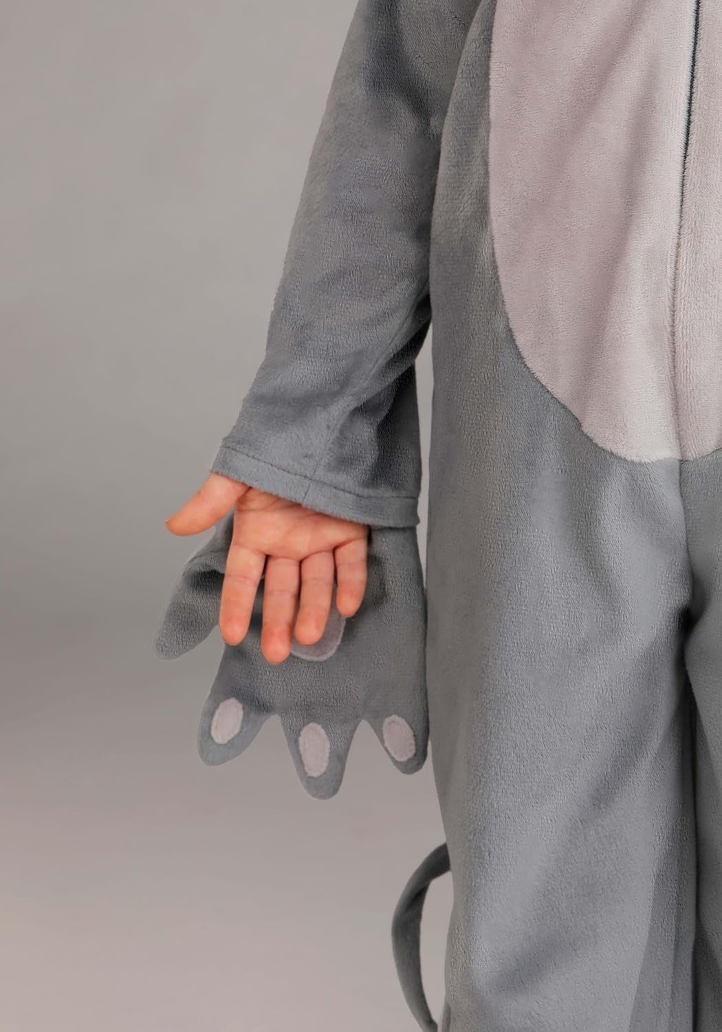 image:imageToddler Grey Mouse Costume for Kids Minky Jumpsuit with Hood Ears Tail and Shoe Covers Child Halloween Outfit