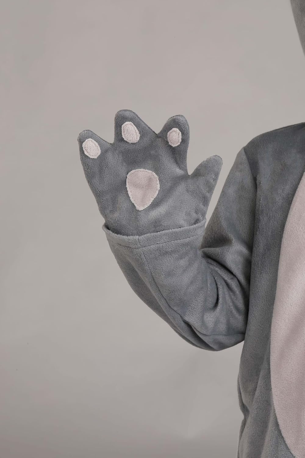 image:imageToddler Grey Mouse Costume for Kids Minky Jumpsuit with Hood Ears Tail and Shoe Covers Child Halloween Outfit