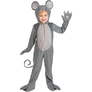 Toddler Grey Mouse Costume for Kids Minky | Jumpsuit with Hood Ears Tail and Shoe Covers | Child Halloween Outfit